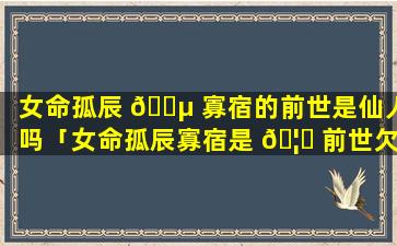 女命孤辰 🌵 寡宿的前世是仙人吗「女命孤辰寡宿是 🦆 前世欠了什么」